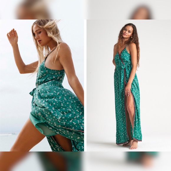 Billabong Floral Sea Green Maxi Dress - Picture 8 of 13